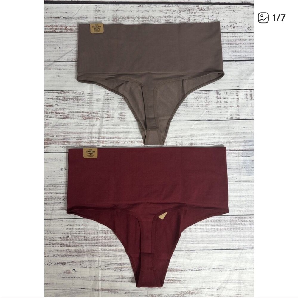 VS PINK Seamless Shape Compression High Waist Thong Panties XL NWT RED/ BROWN